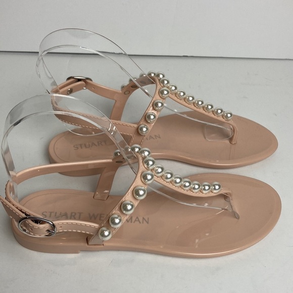 Stuart Weitzman Goldie Pearly Stud Jelly Sandal 5 Vacation Resortwear Maximalist - Picture 8 of 15